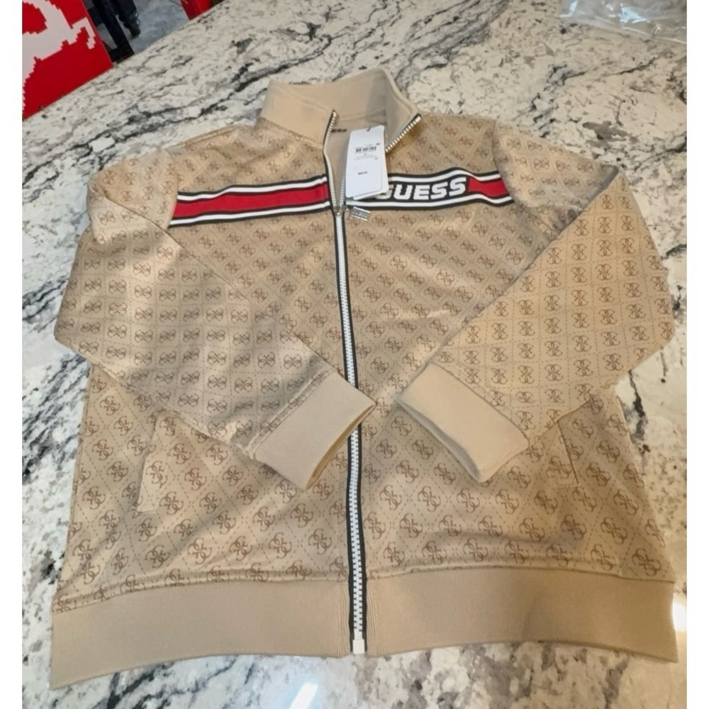NEW youth boys size 12 GUESS zip up beige jacket. Nice quality.